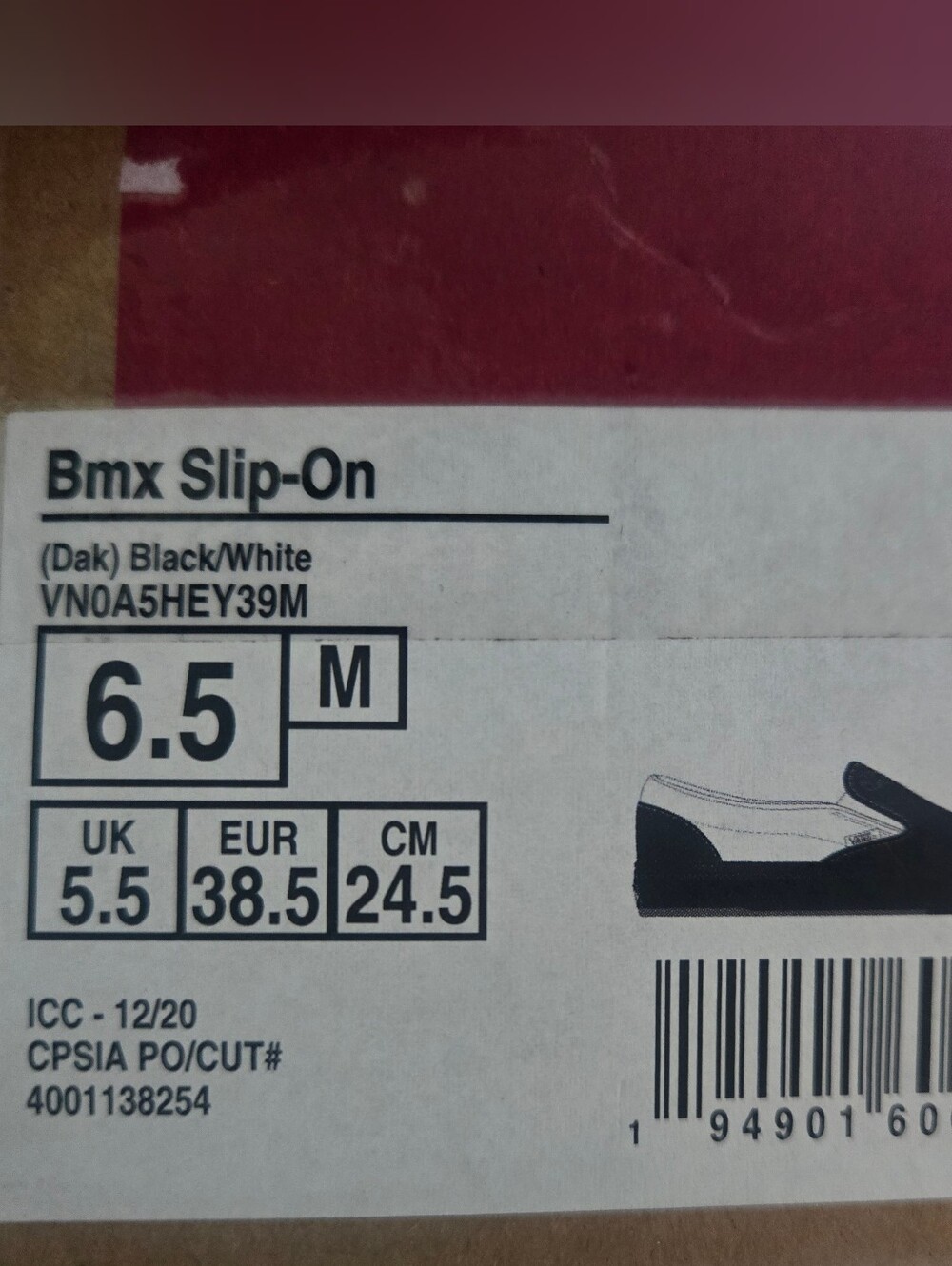 Vans X BMX SLIP-ON Men's Size 6.5 Black and White 1026 - Picture 5 of 5